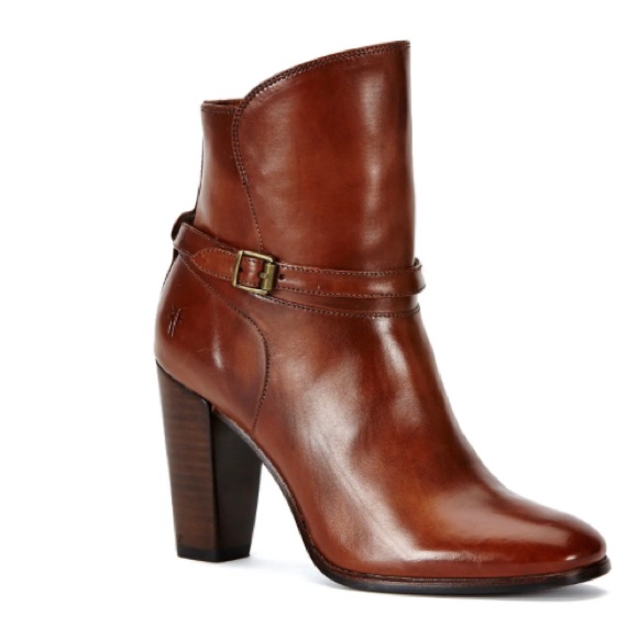Frye Laurie Zip Short Boots - Cognac Leather, Size 10